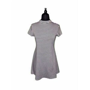 Free People Black White Skater Dress Short Sleeve A-Line Mini Dress S
